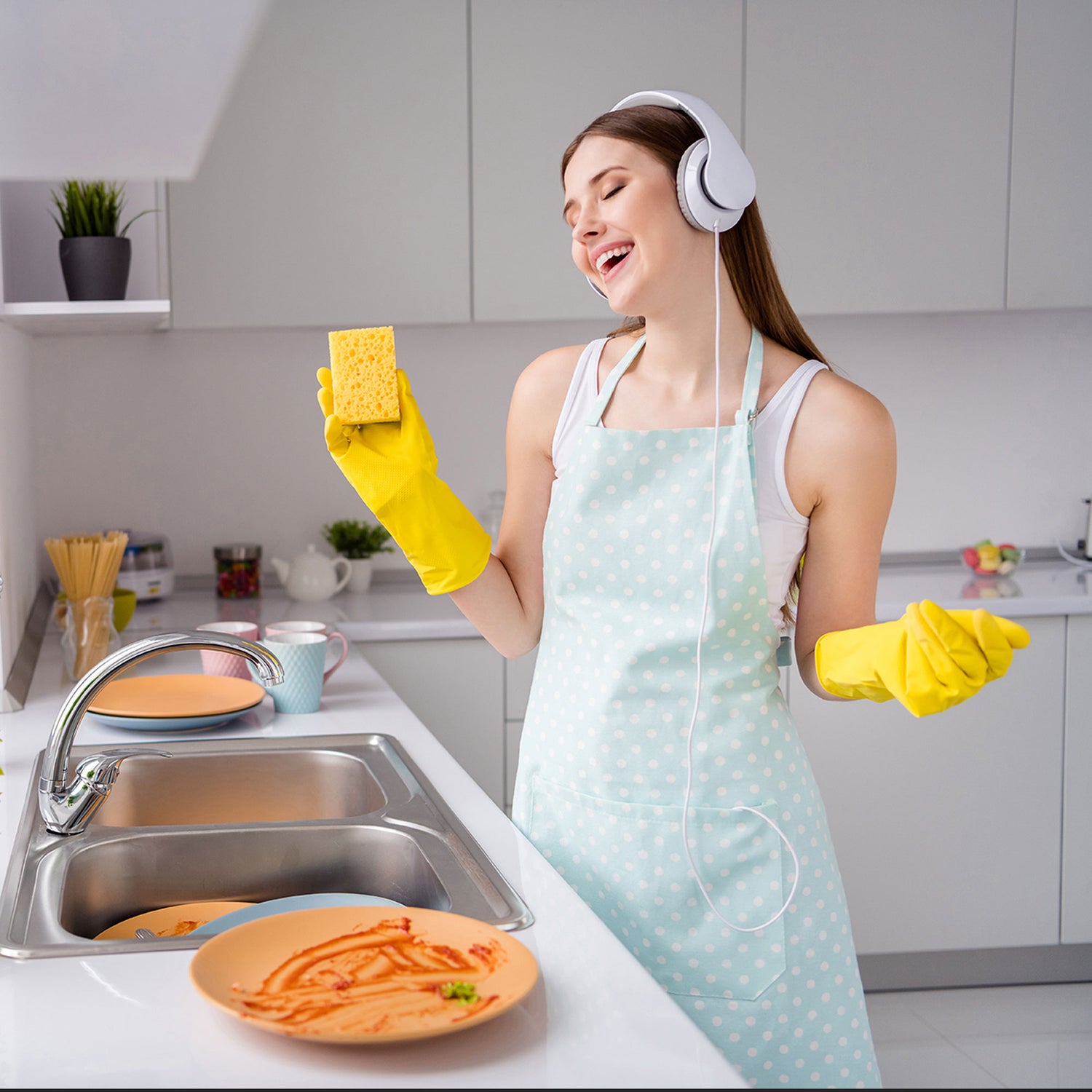 Yellow Kitchen Latex Gloves