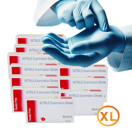 10 Boxes (900 Gloves) - Size Extra Large - Nitrile Medical Exam Powder Free Disposable Gloves