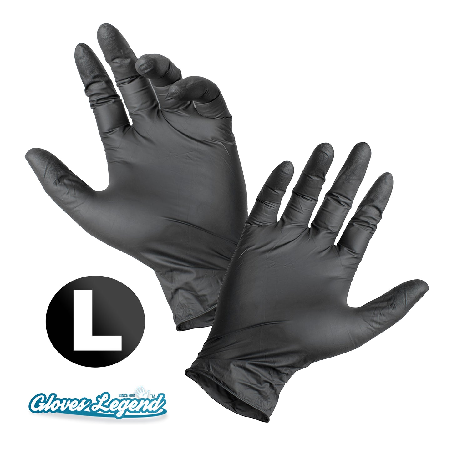 One Box (100 Gloves) Size Large -  Black Latex Powder Free Medical Exam Tattoos Piercing Gloves