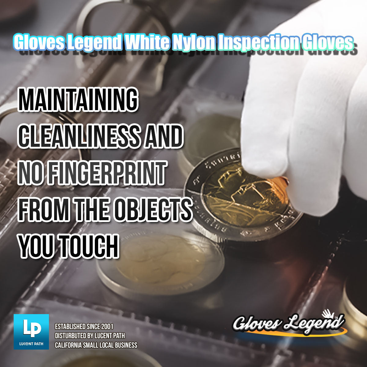 Gloves Legend Nylon White Inspection Coin Jewelry Silver Fashion Gloves