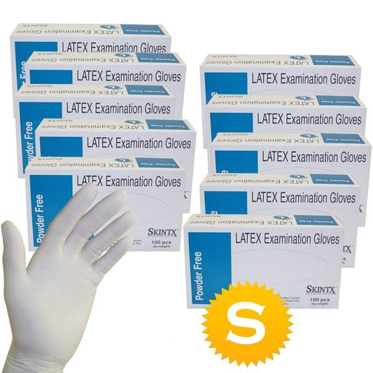 10 Boxes (1000 Gloves) - Size Small - Latex Medical Exam Powder Free Disposable Gloves