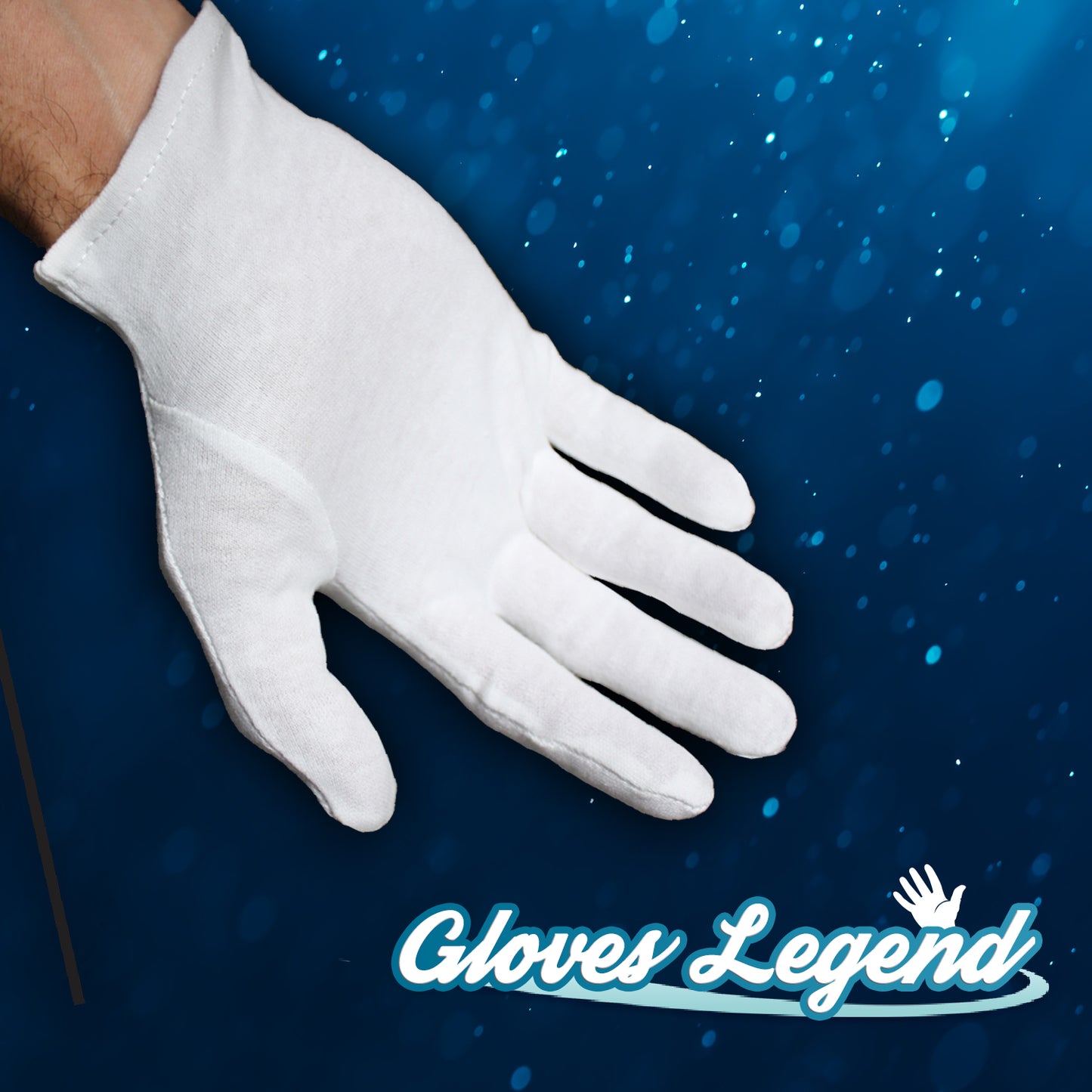 Gloves Legend Black and White Cotton Gloves - 100% Cotton Cloth Gloves - Size Large