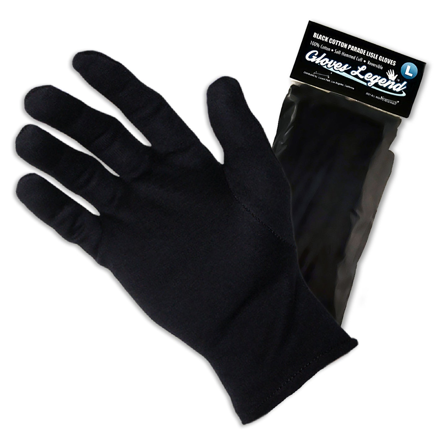 Size Large - 12 Pairs Black 100% Cotton Parade Fashion Inspection Lisle Gloves