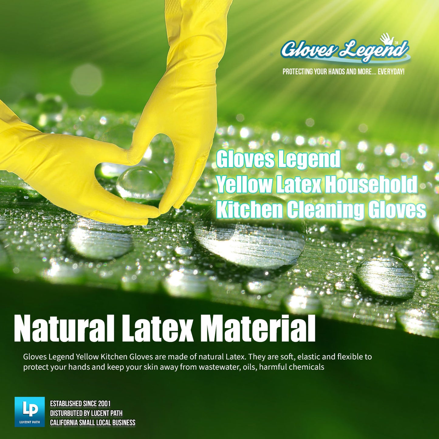 Large - 12 Pairs (24 Gloves) 12" Gloves Legend Yellow Latex Household Kitchen Cleaning Dishwashing Gloves - 18 mil