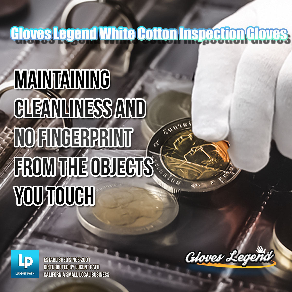 XL - 6 Pairs (12 Gloves) - Gloves Legend White Cotton Moisturizing Parade Jewelry Silver Costumes Inspection Gloves
