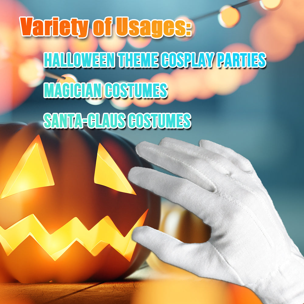 Extra-Large - 6 Pairs (12 Gloves) Gloves Legend 100% White Cotton Marching Parade Formal Dress Gloves