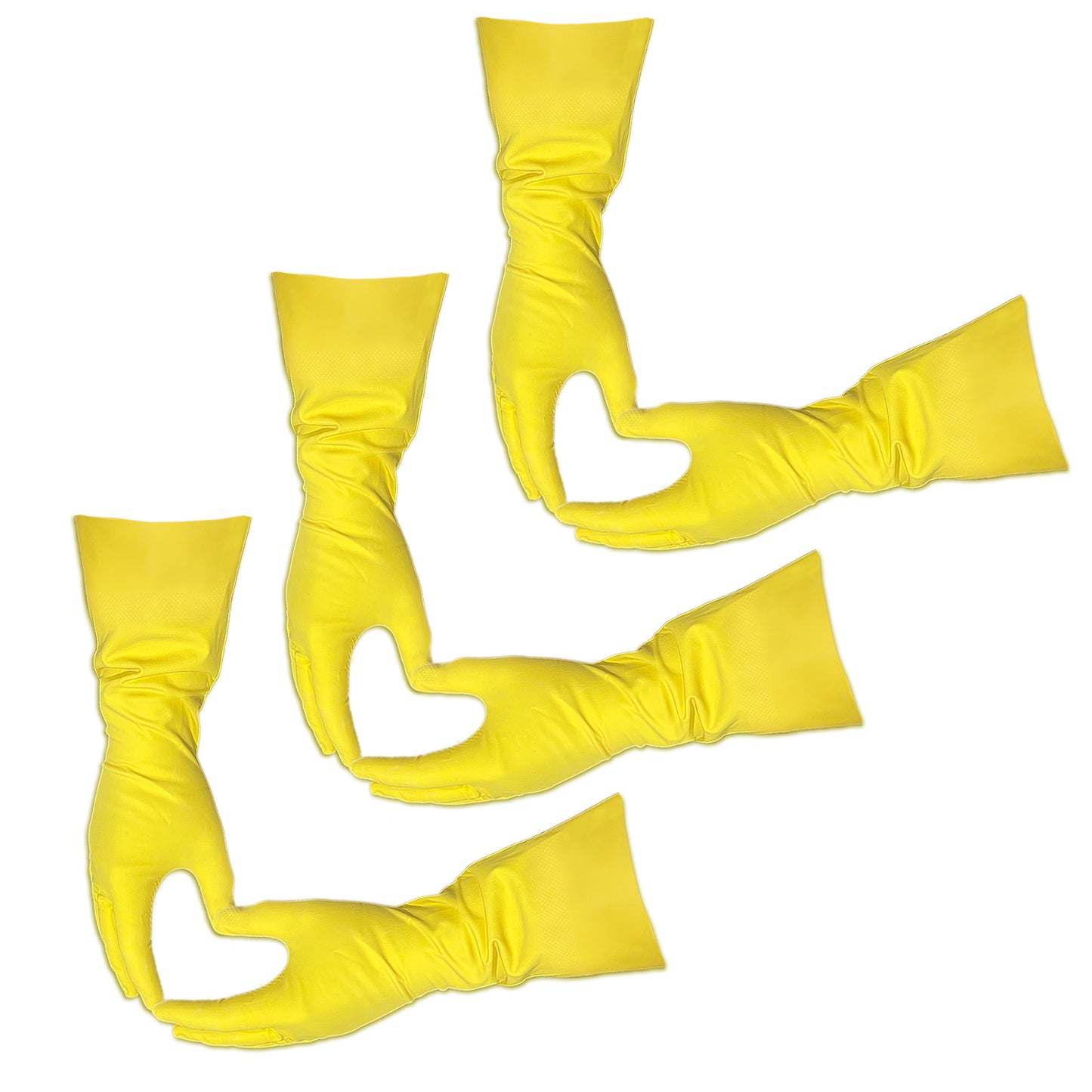 Size Medium - 3 Pairs (6 Gloves) Gloves Legend Yellow Household Nitrile Kitchen Cleaning Dishwashing Reusable Gloves - Powder Free