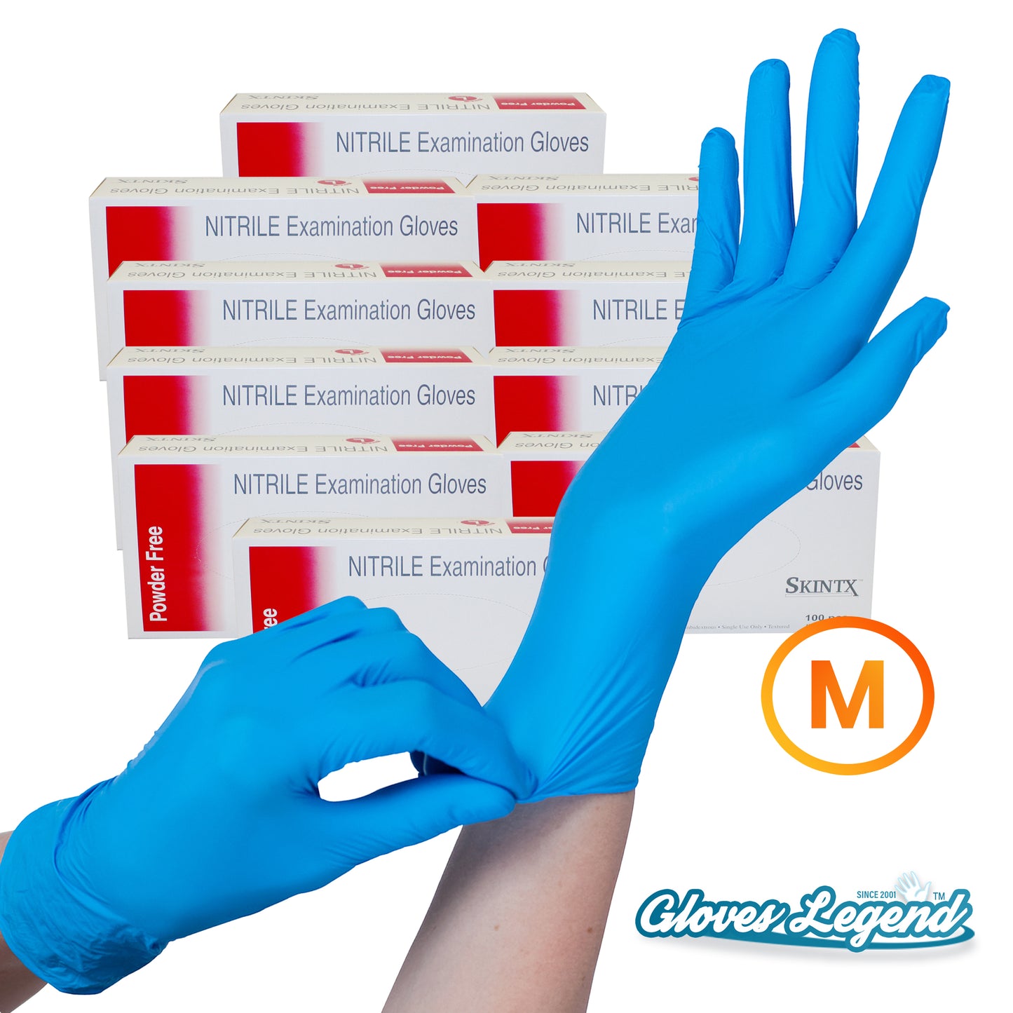 10 Boxes (1000 Gloves) Size Medium -Nitrile Medical Exam Powder Free Gloves
