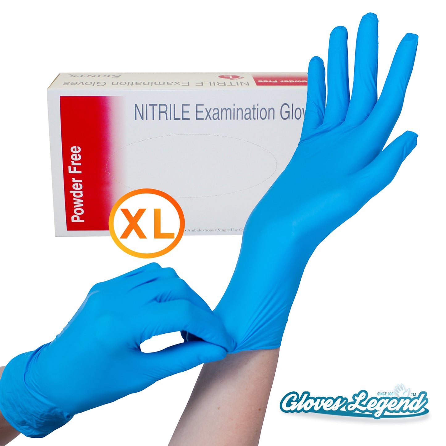One Box (90 Gloves ) Size Extra-Large Blue Nitrile Medical Exam Powder Free Gloves