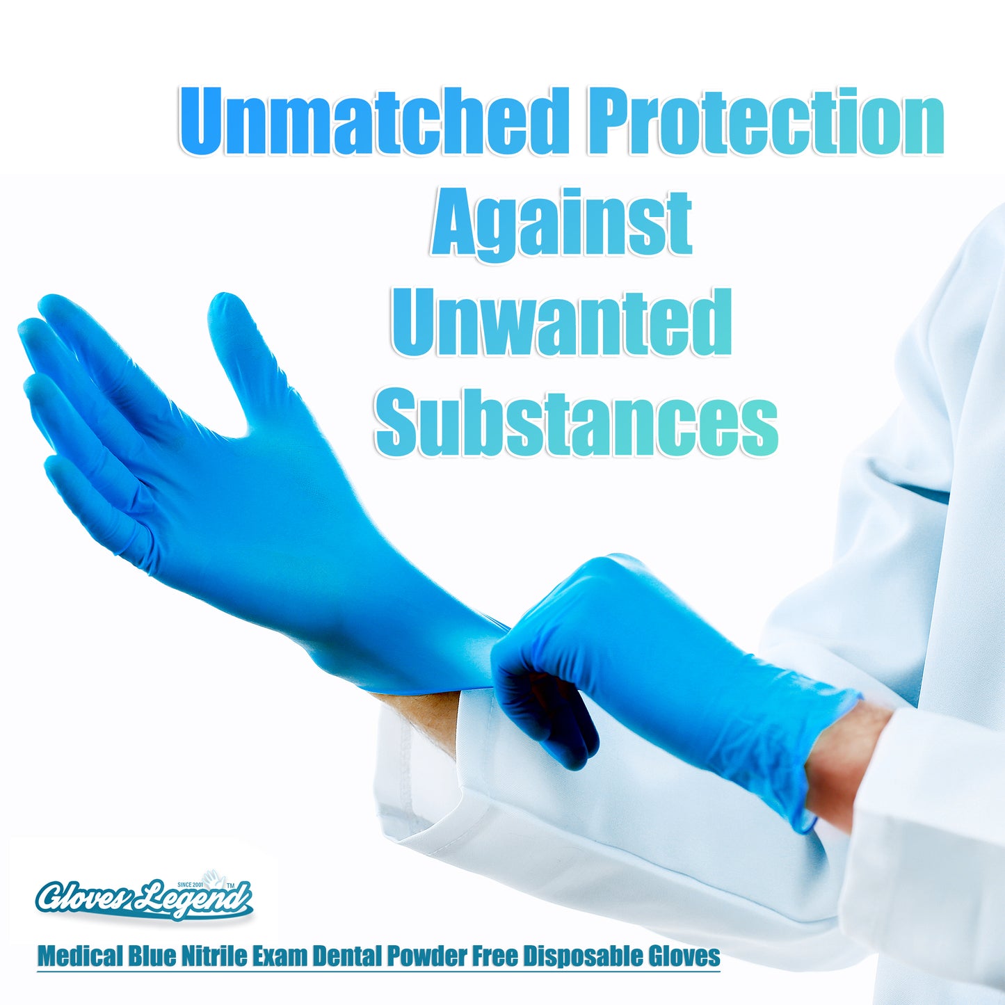 One Box (100 Gloves ) - Size Medium - Blue Nitrile Medical Exam Powder Free Disposable Gloves