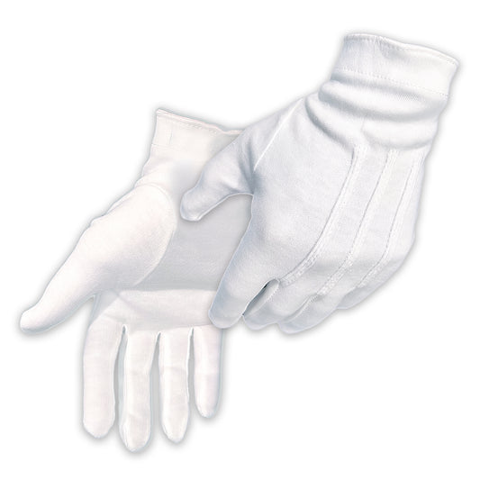 6 Pairs (12 Gloves) Large - Gloves Legend 100% White Cotton Marching Parade Formal Dress Gloves