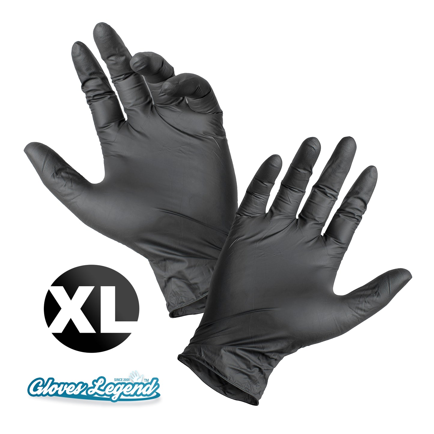 One Box - Size Extra Large - Black Latex Powder Free Medical Exam Tattoos Piercing Gloves
