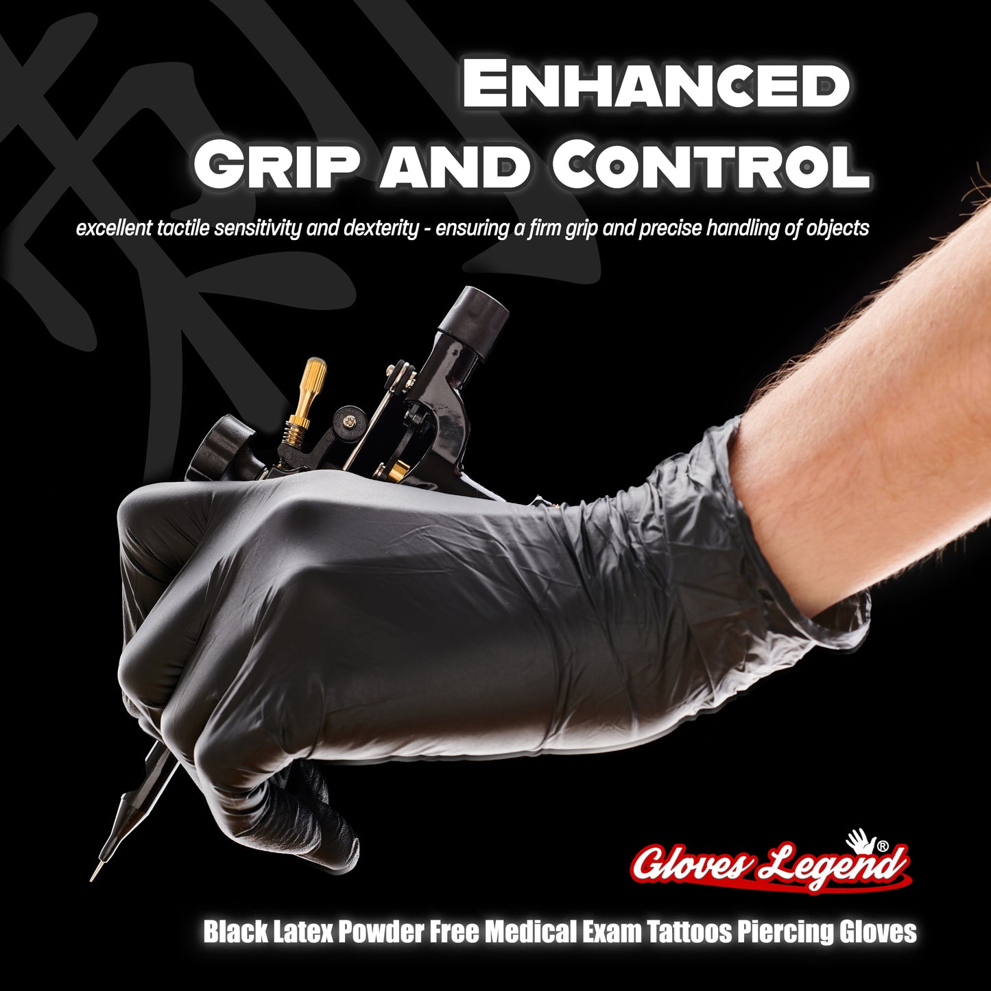 10 Boxes (100 Gloves) - Size Large - Black Latex Powder Free Medical Exam Tattoo Piercing Gloves
