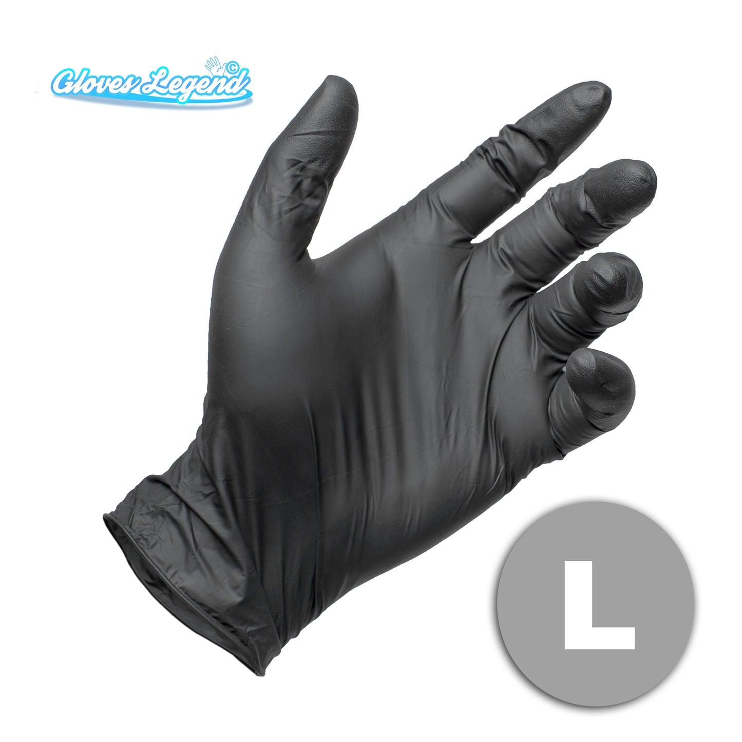 One Box (100 Gloves) - Size Large - Black Nitrile Powder Free Medical Exam Tattoos Piercing Gloves
