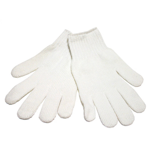 12 Pairs Bleached White Cotton String Knit Gloves (600G) - Size Large