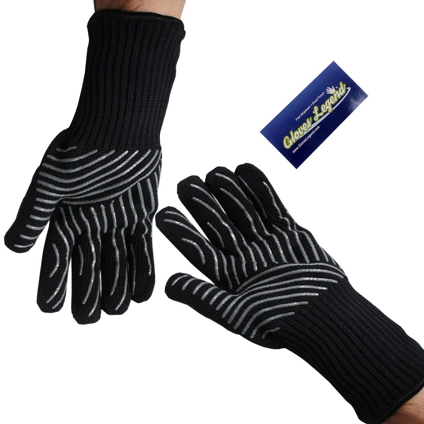 1 Pair (2 Gloves) Gloves Legend Extra Long Cuff Oven Mitts Heat Resistant Grill BBQ Barbecue Cooking Gloves