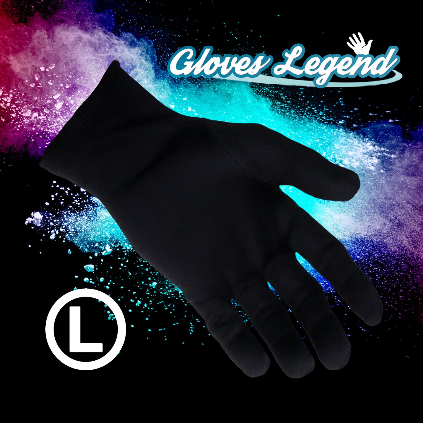 Gloves Legend Black and White Cotton Gloves - 100% Cotton Cloth Gloves - Size Large