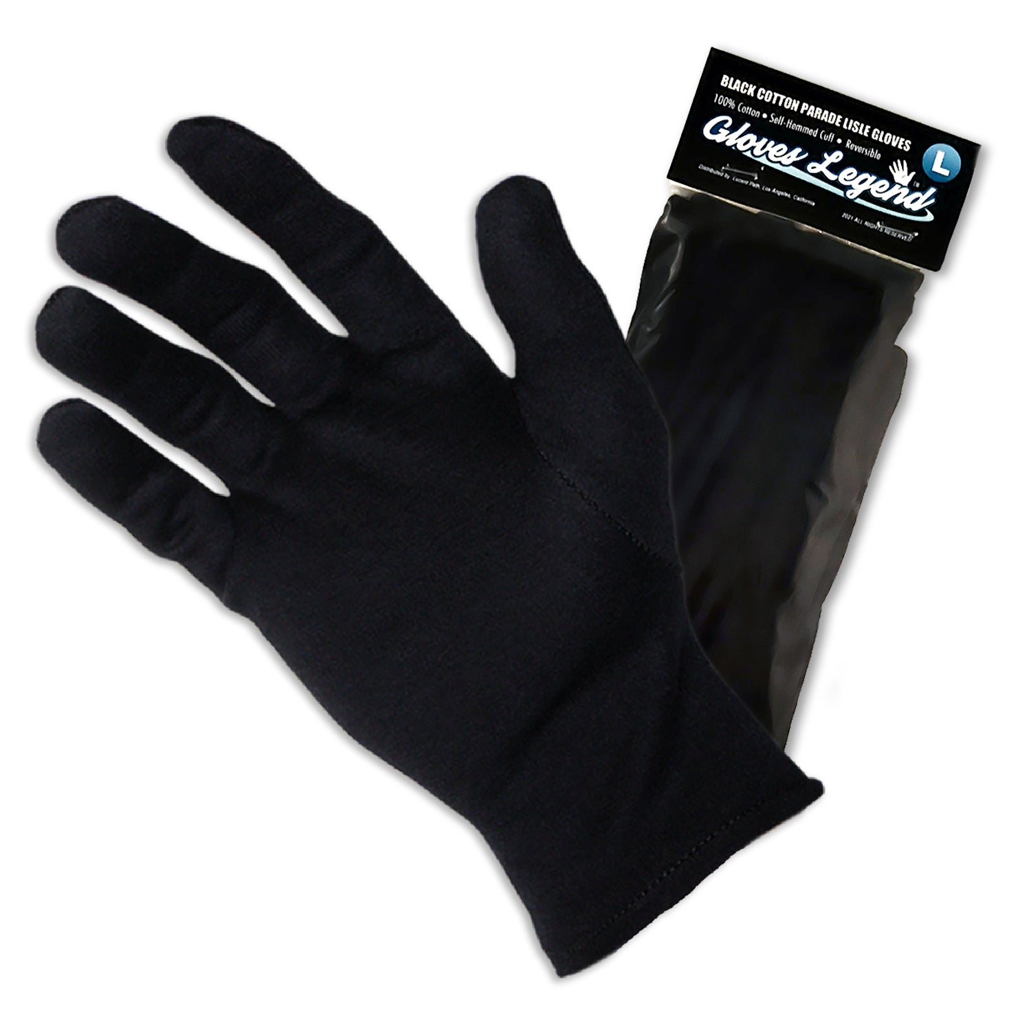 Gloves Legend Black and White Cotton Gloves - 100% Cotton Cloth Gloves - Size Large