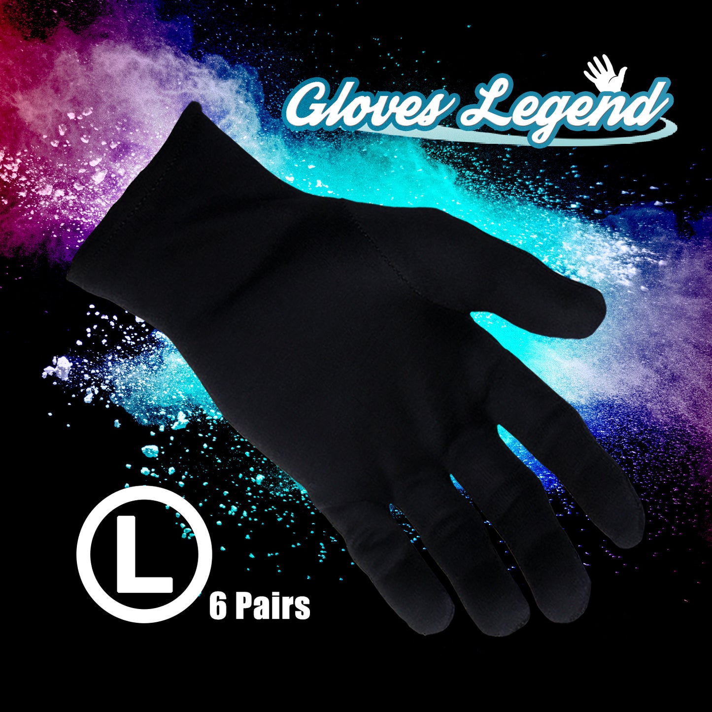 6 Pairs - Size Large - 100% Cotton Black Parade Fashion Inspection Lisle Gloves