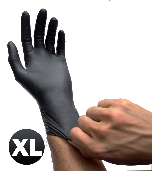 One Box - Size Extra Large - Black Latex Powder Free Medical Exam Tattoos Piercing Gloves