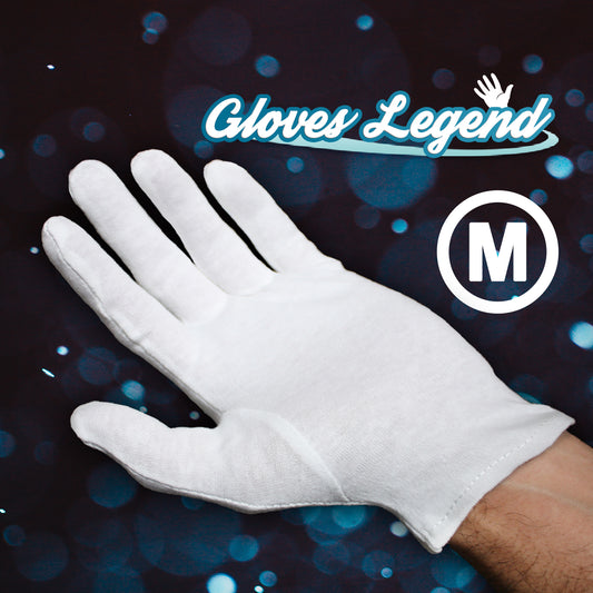 3 Pairs (6 Gloves) - Gloves Legend White Cotton Moisturizing Parade Jewelry Silver Costumes Inspection Gloves - Medium