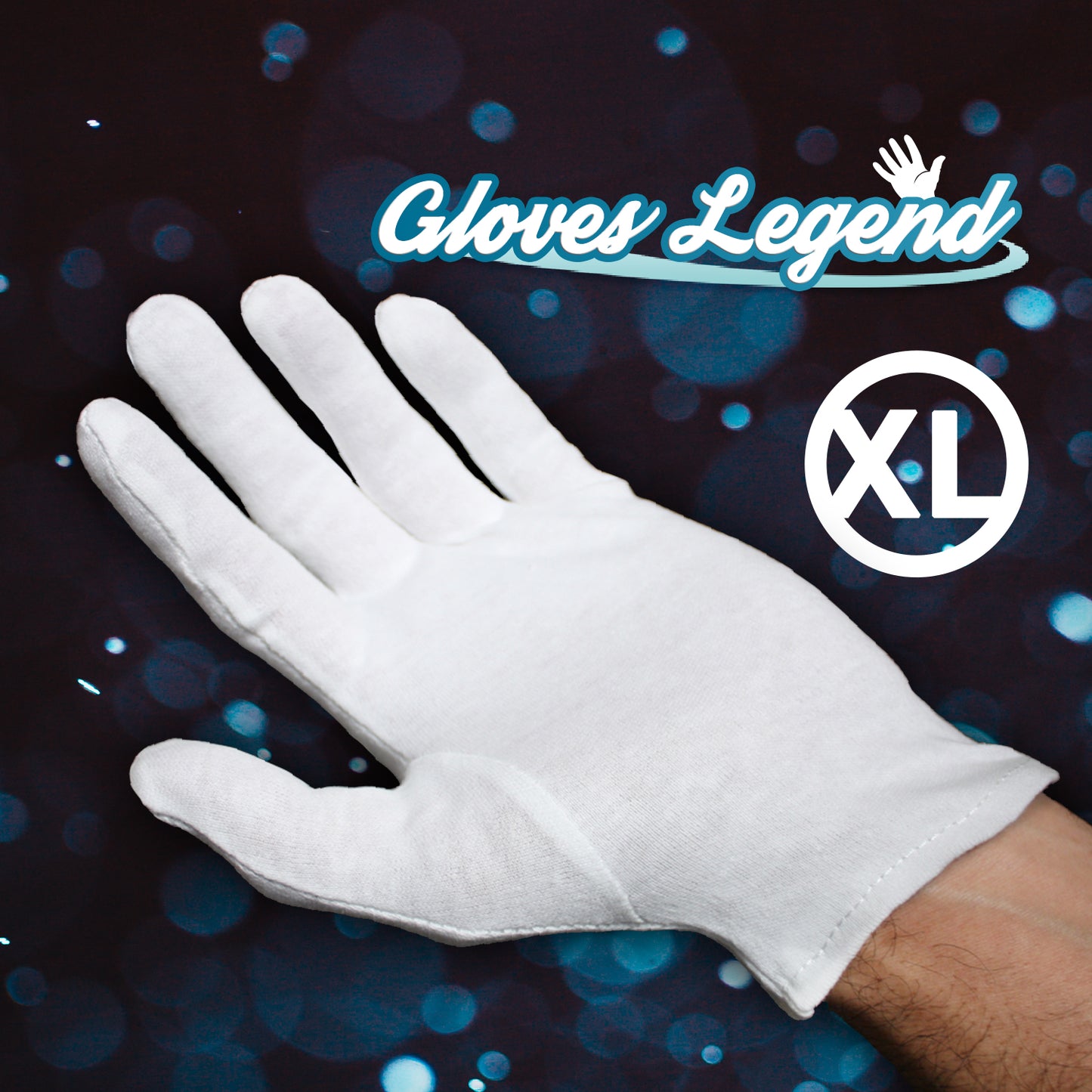 XL - 6 Pairs (12 Gloves) - Gloves Legend White Cotton Moisturizing Parade Jewelry Silver Costumes Inspection Gloves