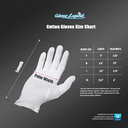 3 Pairs (6 Gloves) - Gloves Legend White Cotton Moisturizing Parade Jewelry Silver Costumes Inspection Gloves - Small