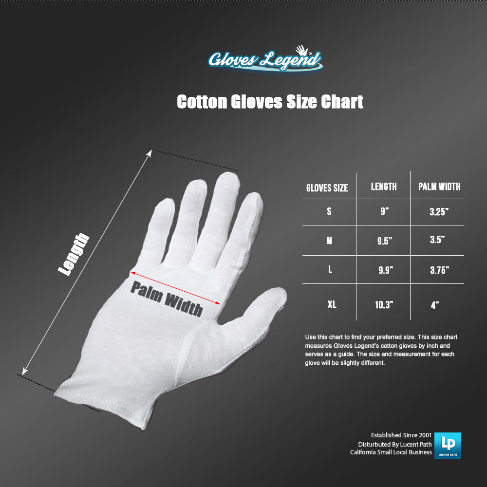 White Cotton Gloves for Dry Hand Cotton Cloth Eczema Nighttime Moisturizing Gloves - 100% Cotton White Gloves