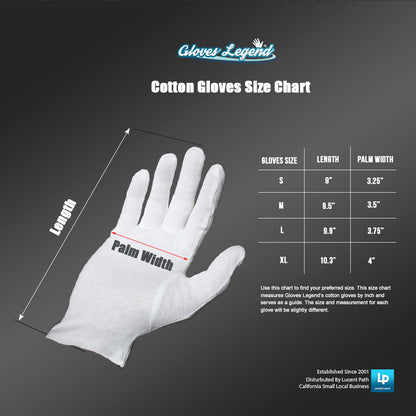 White Cotton Gloves for Dry Hand Cotton Cloth Eczema Nighttime Moisturizing Gloves - 100% Cotton White Gloves