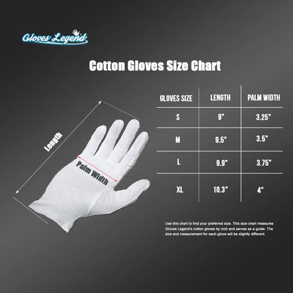 Small - 12 Pairs (24 Gloves) - Gloves Legend White Cotton Moisturizing Parade Jewelry Silver Costumes Inspection Gloves