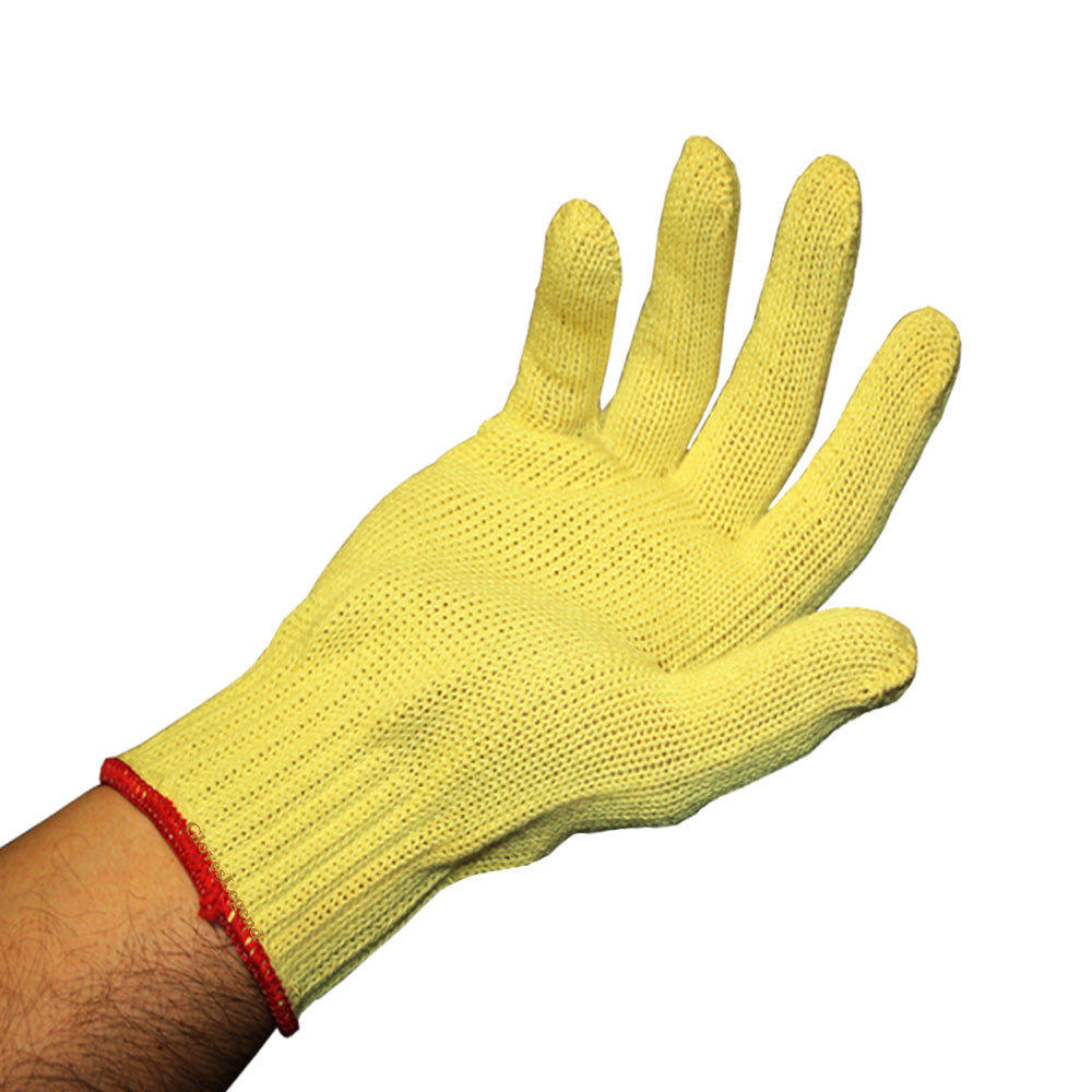 12 Pairs Level 2 Cut Resistant 7 Gauge Yellow 100% KEVLAR Knit Gloves - Size Large