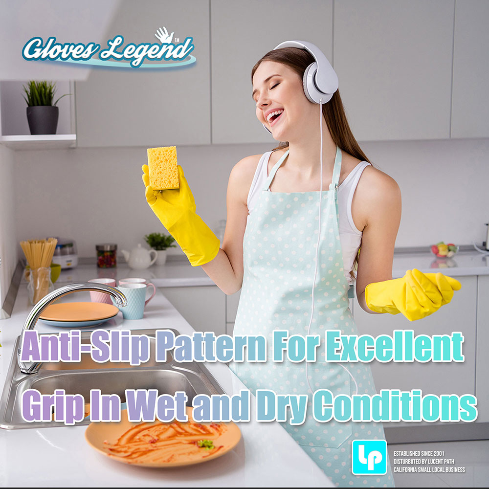Gloves Legend Yellow Household Nitrile Kitchen Cleaning Dishwashing Reusable Gloves