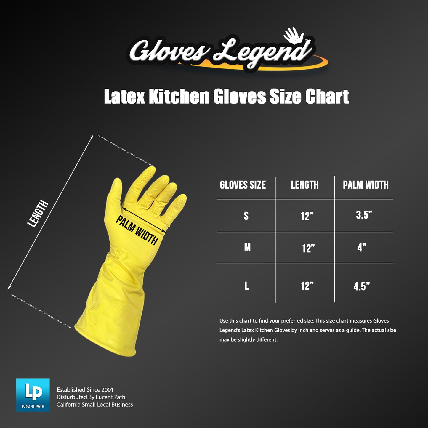 Large - 6 Pairs (12 Gloves) 12" Gloves Legend Yellow Latex Household Kitchen Cleaning Dishwashing Gloves - 18 mil