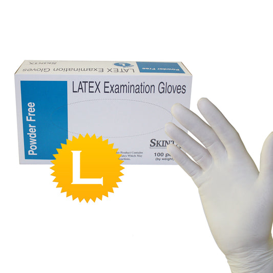 One Box (100 Gloves ) - Size Large - Latex Medical Exam Powder Free Disposable Gloves