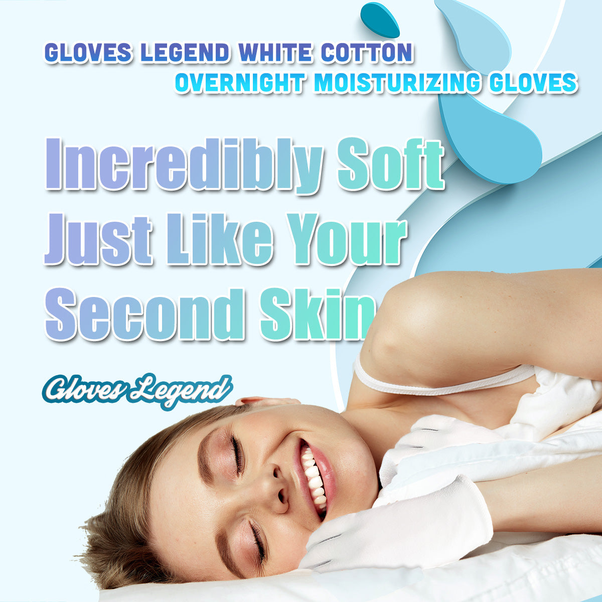 Gloves Legend White Cotton Overnight Moisturizing Spa Cosmetic Gloves for Eczema Sensitive Irritated Dry Hands - 1 Pairs (2 Gloves)