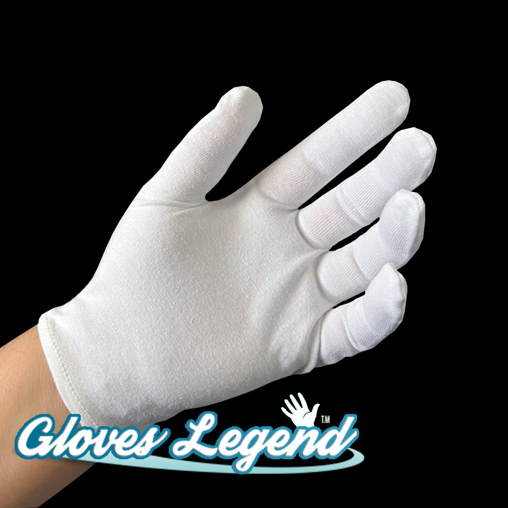 Gloves Legend White Cotton Overnight Moisturizing Spa Cosmetic Gloves for Eczema Sensitive Irritated Dry Hands - 1 Pairs (2 Gloves)